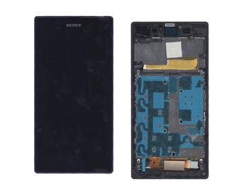 Матриця з тачскріном (модуль) для Sony Xperia Z1 C6902 чорний з фіолетовою рамкою