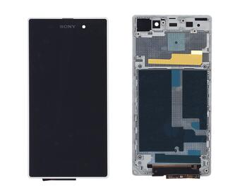 Матрица с тачскрином (модуль) для Sony Xperia Z1 C6902 черный с белой рамкой
