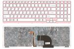 Клавиатура для ноутбука Sony Vaio (SVE17) White, с подсветкой (Light), (Pink Frame) RU
